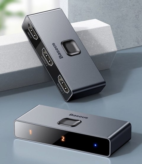 Przełącznik rozdzielacz splitter switch HDMI 2x HDMI 4K 30 Hz dwukierunkowy szary BASEUS