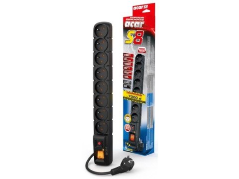 Listwa zasilająca S8 3M czarna 8 gniazd Acar