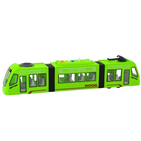 Metro Miejskie Tramwaj Otwierane Drzwi Światła Dźwięki Zielony 1:16 LEAN Toys