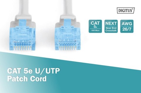 Patch cord U/UTP kat.5e PVC 0,5m szary Digitus