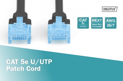Patch cord U/UTP kat.5e PVC 5m czarny Digitus