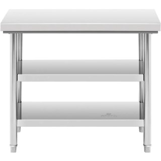 Stół blat roboczy centralny stalowy 2 półki 100 x 60 cm do 600 kg Royal Catering