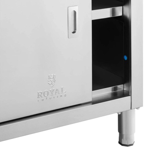 Stół blat roboczy przyścienny z szafką i rantem drzwi suwane 150 x 60 cm Royal Catering