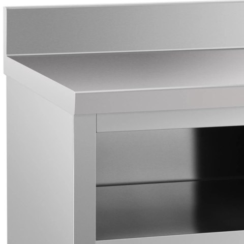 Stół blat roboczy przyścienny z szafką i rantem drzwi suwane 150 x 60 cm Royal Catering