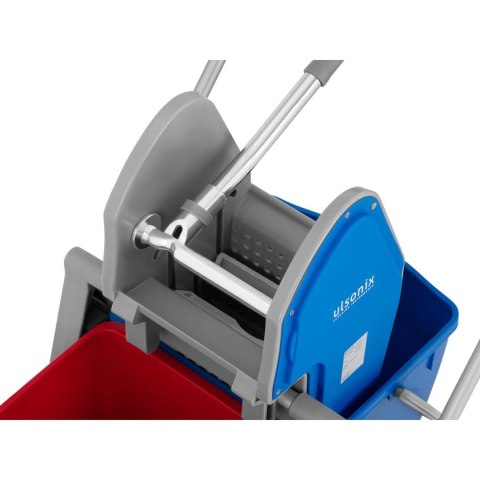 Wózek do mycia podłóg z wyciskarką prasą do mopa płaskiego dwa wiadra 2 x 20 l Ulsonix