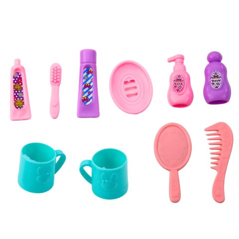 Zestaw Mini Laleczka Akcesoria Do Pielęgnacji Różowa Sukienka LEAN TOYS