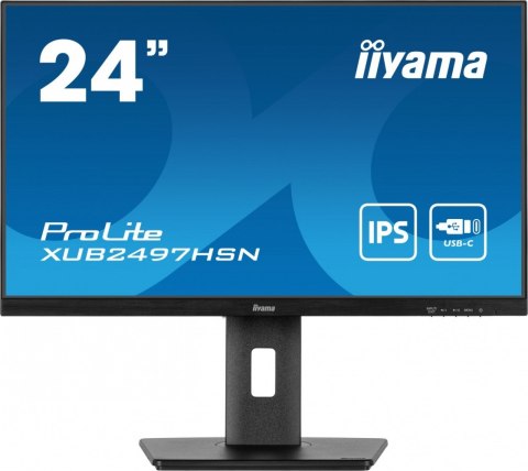 Monitor 24 cale XUB2497HSN-B2 IPS, USB-C Dock, HDMI, DP, 300cd, Pivot, HAS /5y/ IIYAMA