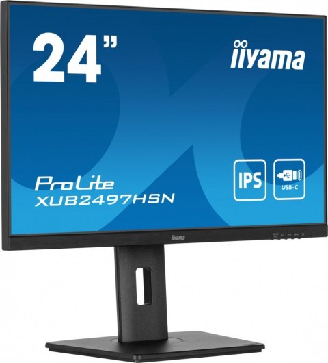Monitor 24 cale XUB2497HSN-B2 IPS, USB-C Dock, HDMI, DP, 300cd, Pivot, HAS /5y/ IIYAMA