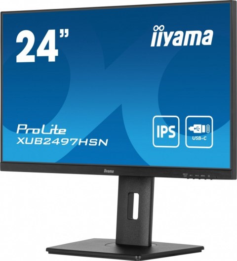 Monitor 24 cale XUB2497HSN-B2 IPS, USB-C Dock, HDMI, DP, 300cd, Pivot, HAS /5y/ IIYAMA