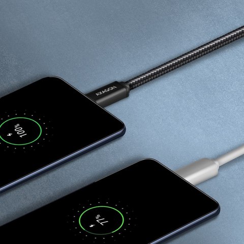 BUMM-AM20AB Kabel MicroUSB - USB A, 2m, USB 2.0, 2.4A, ALU, oplot Czarny AXAGON