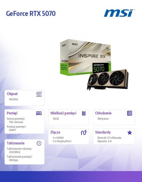Karta graficzna GeForce RTX 5070 12G INSPIRE 3X OC MSI