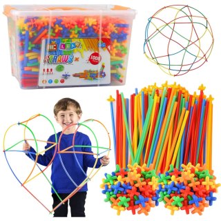 Klocki Konstrukcyjne Słomki Straws 3D 4D W Kuferku Kolorowe 1000 el. LEAN Toys