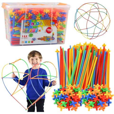 Klocki Konstrukcyjne Słomki Straws 3D 4D W Kuferku Kolorowe 1000 el. LEAN Toys