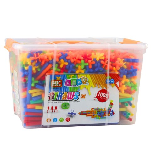 Klocki Konstrukcyjne Słomki Straws 3D 4D W Kuferku Kolorowe 1000 el. LEAN Toys