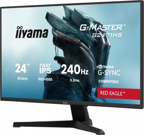 Monitor 23,8 cala G2471HS-B1 Fast IPS,FHD,240Hz,2xHDMI,DP, 350cd, Adaptive G-SYNC - 1920 x 1080 @48-240Hz DisplayPort Only IIYAMA
