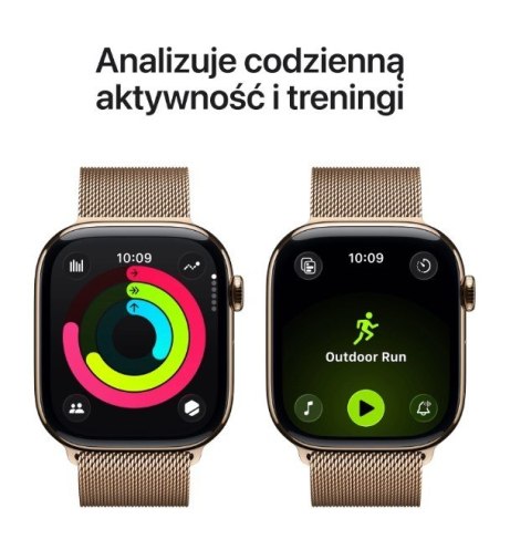 Watch Series 11 GPS + Cellular, koperta 46 mm z tytanu w kolorze złotym, bransoleta mediolańska w kolorze złotym S/M Apple