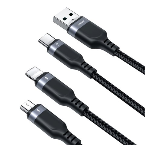 3w1 Kabel przewód USB Multi-Use Series do Lightning USB-C micro USB 30cm czarny JOYROOM