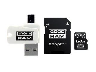 Karta microSDHC 128GB CL10 + adapter + czytnik GOODRAM