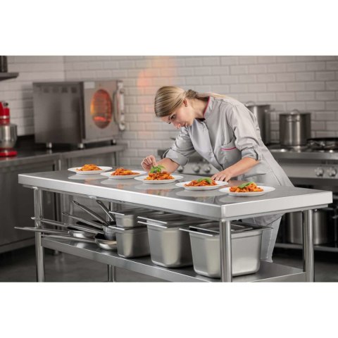 Stół blat roboczy centralny stalowy 2 półki 180 x 60 cm Royal Catering