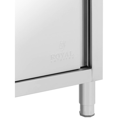Zlew basen gastronomiczny jednokomorowy z szafką z drzwiami przesuwnymi szufladami stalowy 120 x 60 x 94 cm Royal Catering