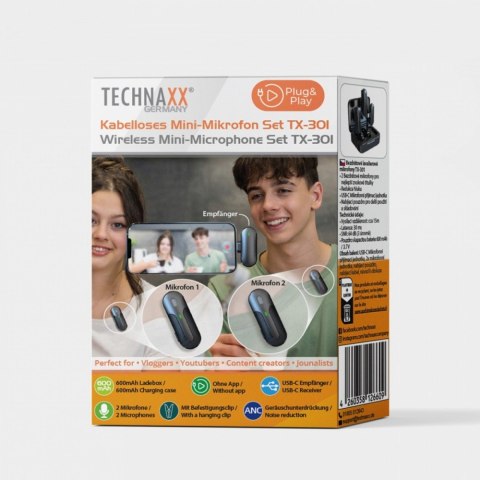 Bezprzewodowy mikrofon 2 sztuki TX-301 Technaxx Deutschland GmbH & Co. KG