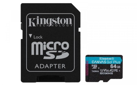 Karta microSD 64GB CanvasGo! Plus 200MB/s A2 U3 V30 + adapter Kingston