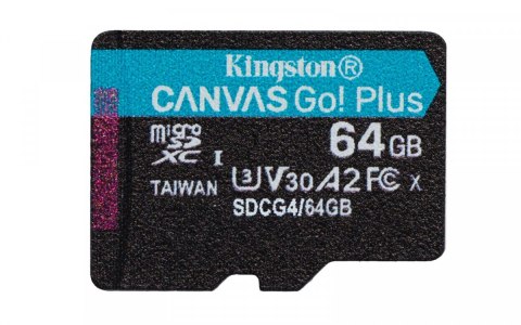 Karta microSD 64GB CanvasGo! Plus 200MB/s A2 U3 V30 + adapter Kingston