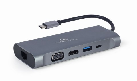 Adapter USB-C Hub USB-C PD GbE VGA HDMI 3xUSB 3.1 card audio Gembird