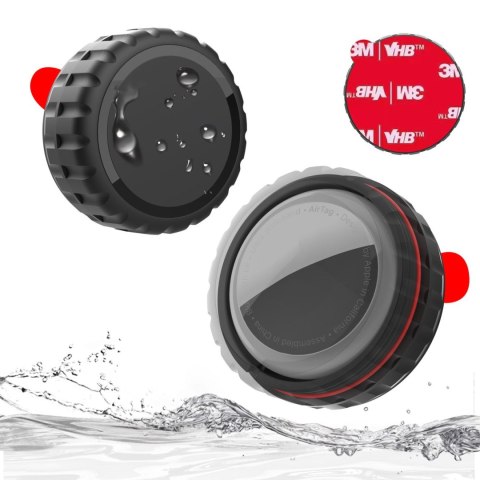 Etui na lokalizator Apple AirTag zakręcane wodoodporne samoprzylepne - czarne HURTEL