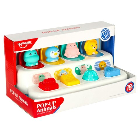 Gra zręcznościowa edukacyjna montessori wbijak wyskakujące zwierzątka POP-UP Kik Sp. z o. o. Sp. k.