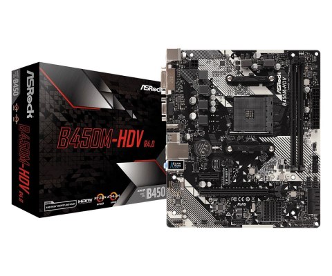 Płyta główna B450M-HDV R4.0 AM4 2DDR4 VGA/DVI/HDMI/M.2 uATX ASRock