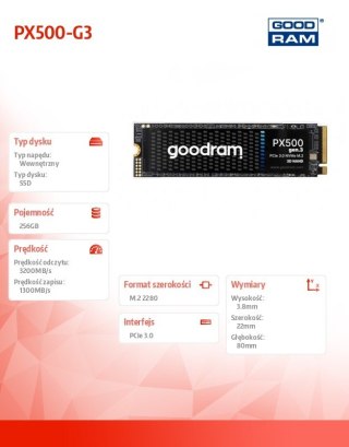 Dysk SSD PX500-G3 256GB M.2 PCIe 3x4 NVMe GOODRAM