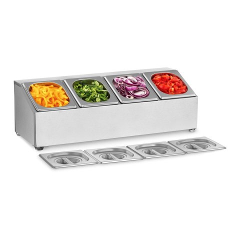 Ekspozytor stojak na pojemniki gastronomiczne 4 x GN1/6 + 4 x Pojemniki Royal Catering