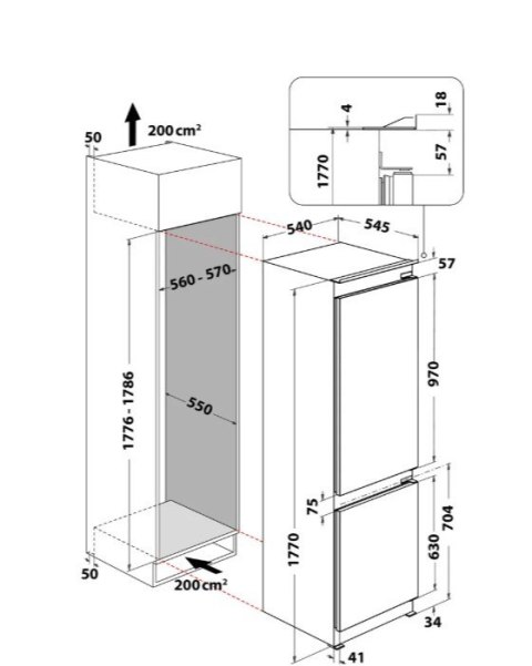 Chłodziarko-zamrażarka do zabudowy WHC18T322 Whirlpool