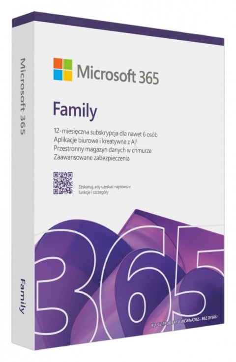 M365 Family PL 1Y 6U Win/Mac EP2-32382, Zastępuje P/N: 6GQ-01940 Microsoft
