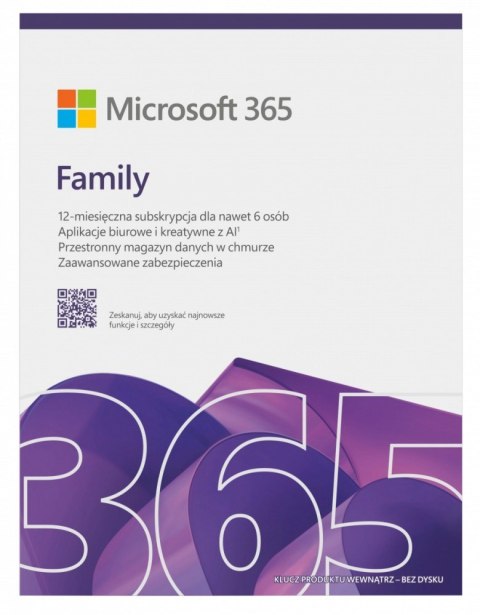 M365 Family PL 1Y 6U Win/Mac EP2-32382, Zastępuje P/N: 6GQ-01940 Microsoft