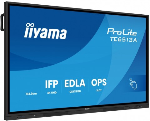 Monitor 65 cali TE6513A-B1AG INFRARED,40pkt,IPS,4K,7H,450cd/m2, WiFi,USB, ANDROID 14, Google EDLA,2x20W, UCHWYT CIENNY IIYAMA