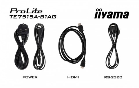 Monitor 75 cali TE7515A-B1AG IPS,4K,40pkt,550cd,DeepContrast-IR+, HDMI x2,DP,USB-C, 2 x 20W, OPS Slot x1, 5xUSB, 2xRJ45,8-Arr IIYAMA