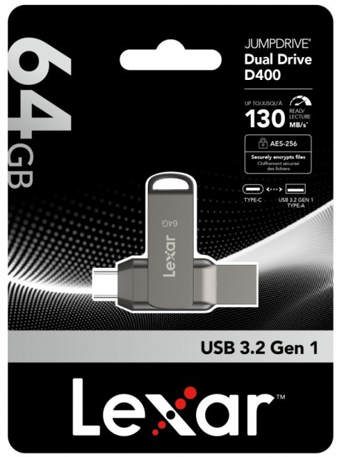 Pendrive Dual Drive D400 64GB USB-C/A 3.1 130MB/s Lexar