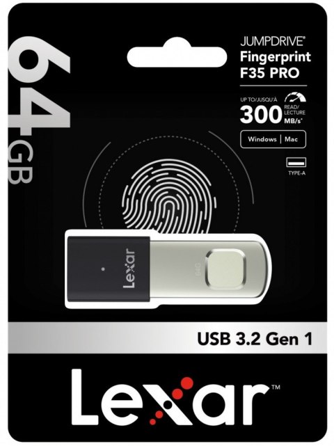 Pendrive F35pro Fingerprint 64G USB 3.2 Gen1 300/150MB/s Lexar