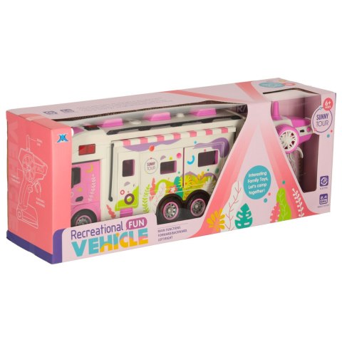 Kamper zdalnie sterowany na pilota samochód kempingowy auto 2,4GHz dźwięki światła akcesoria różowy Kik Sp. z o. o. Sp. k.