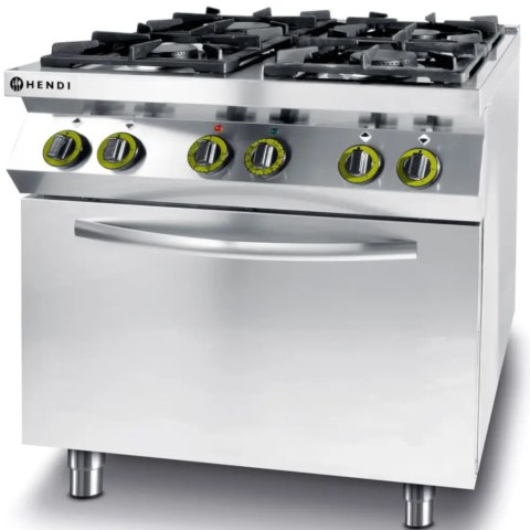Kuchnia gazowa 4 palniki z elektrycznym piekarnikiem konwekcyjnym GN1/1 Kitchen Line - Hendi 225882 Hendi