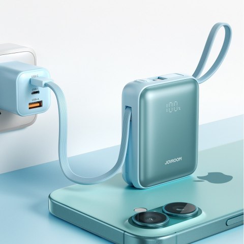 Powerbank 10000mAh 22.5W z wbudowanymi kablami - niebieski JOYROOM