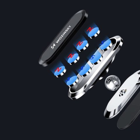 Samoprzylepny magnetyczny uchwyt samochodowy obrotowy 360 na deskę rozdzielczą srebrny WOZINSKY