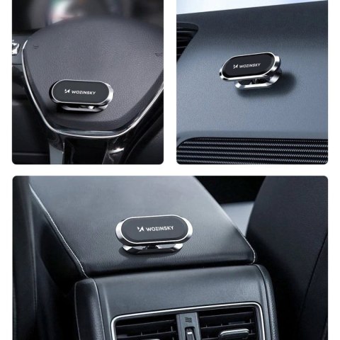 Samoprzylepny magnetyczny uchwyt samochodowy obrotowy 360 na deskę rozdzielczą srebrny WOZINSKY