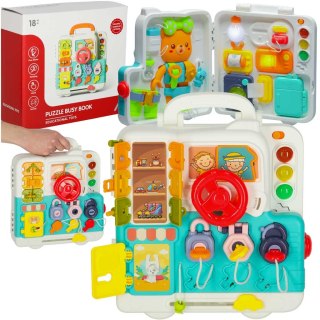 Tablica manipulacyjna sensoryczna montessori walizka pokrętła miś XXL światło dźwięk Kik Sp. z o. o. Sp. k.