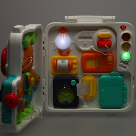 Tablica manipulacyjna sensoryczna montessori walizka pokrętła miś XXL światło dźwięk Kik Sp. z o. o. Sp. k.