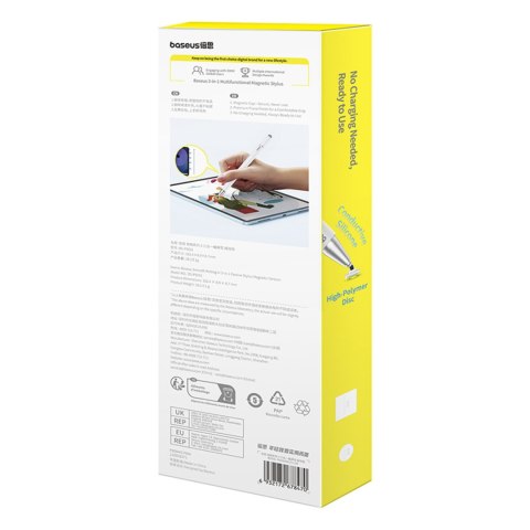 3w1 Rysik pasywny stylus Smooth Writing III - wersja magnetyczna - biały BASEUS