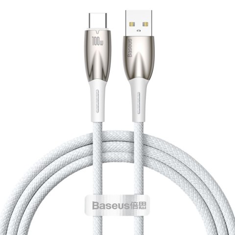 Kabel przewód do szybkiego ładowania Glimmer USB-A - USB-C 1m - biały BASEUS