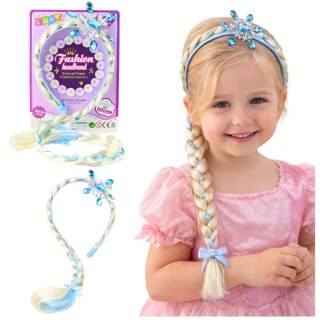 Opaska Z Długim Warkoczem Niebieska Wstążka Diamenty Śnieżynka 50 cm LEAN Toys
